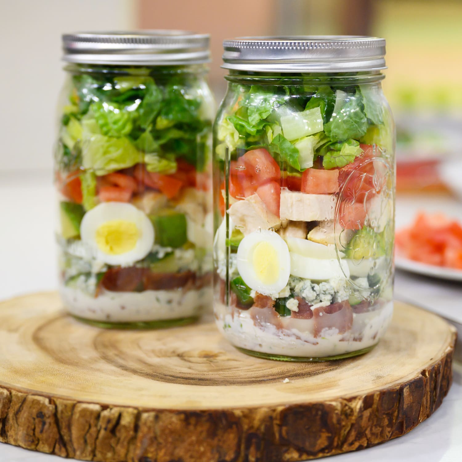 Vegetarian Cobb Salad Jars - FeelGoodFoodie