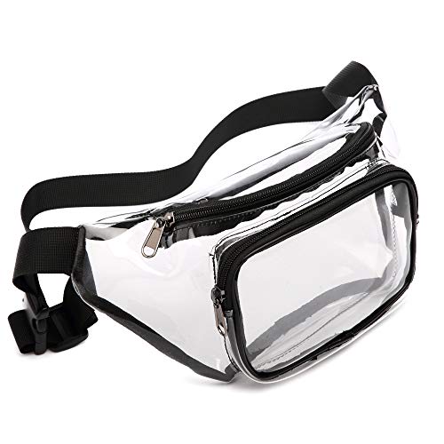 PGA Adjustable Waist Strap for Clear Purse White iSPECLE 2 Pack Clear Bag for Stadium Approved Clear Fanny Pack NCAA 