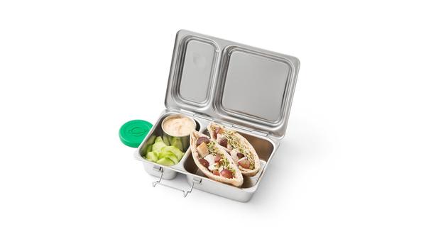 PlanetBox SHUTTLE classic stainless steel bento lunch box with 2  compartments for adults and kids
