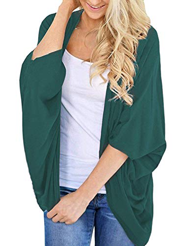 Urban Look Women's Basic 3/4 Sleeve Open Front Light Weight Sweater Cardigan