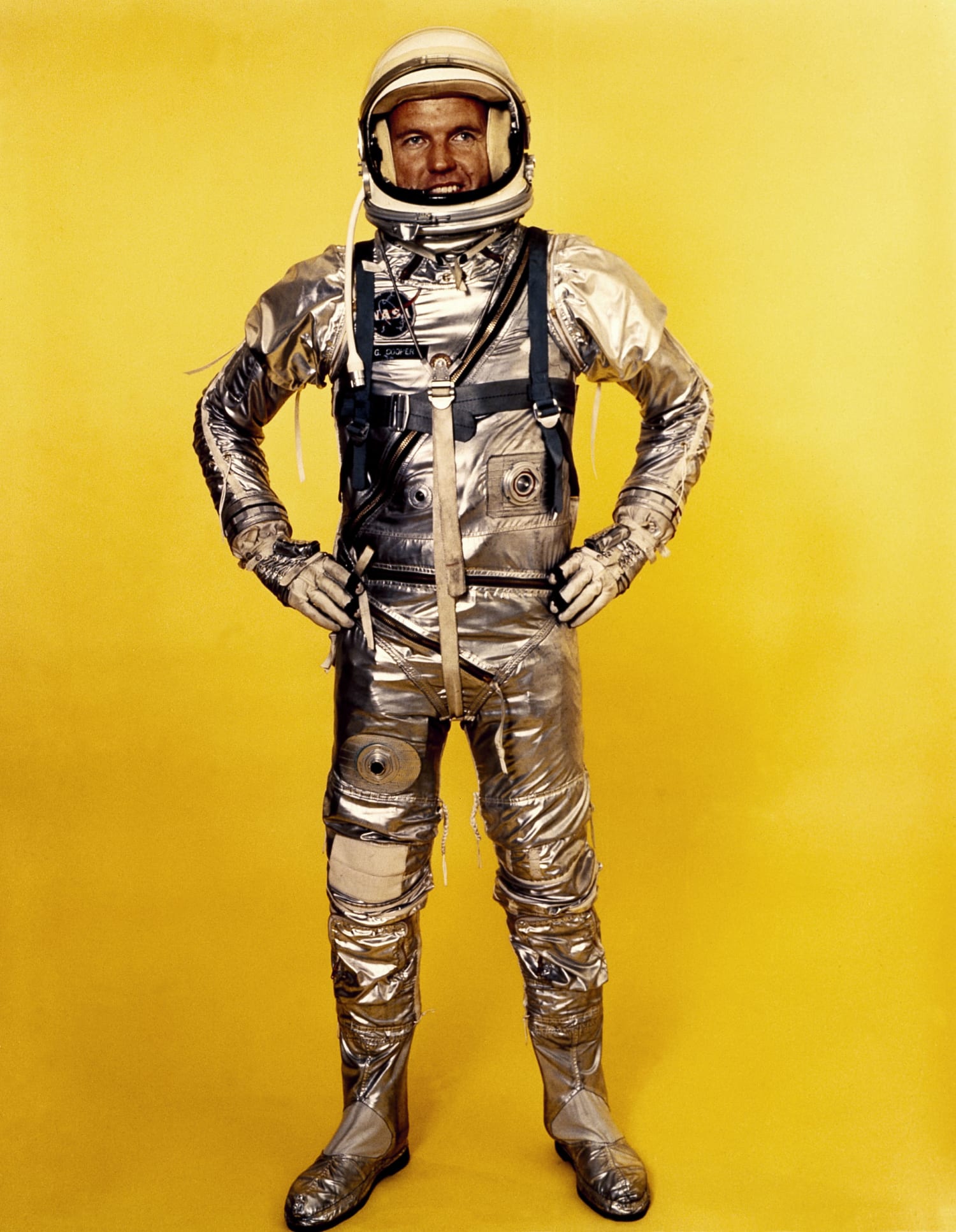 wearing a space suit