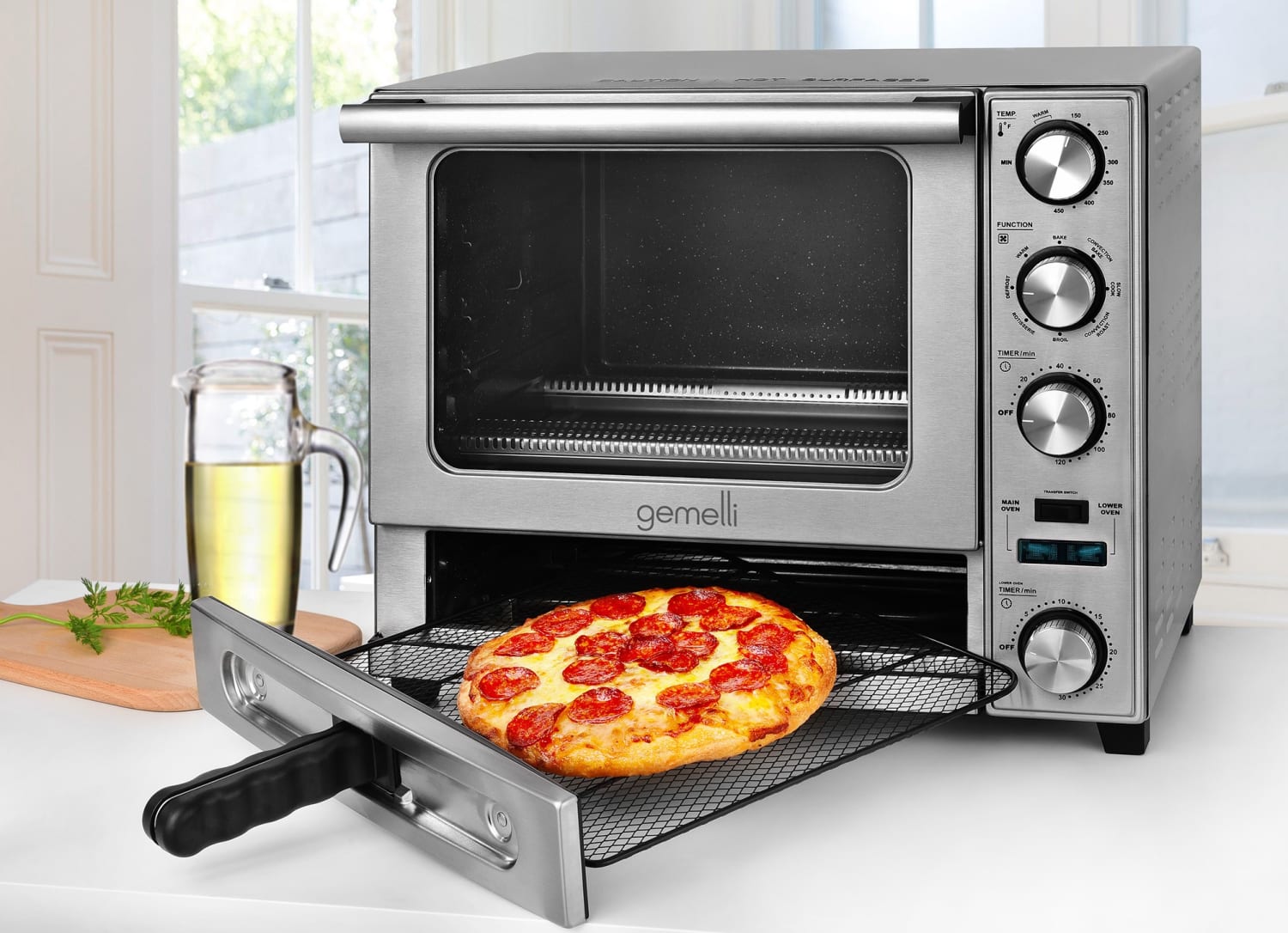 Oster Convection Oven with Dedicated Pizza Drawer, Stainless
