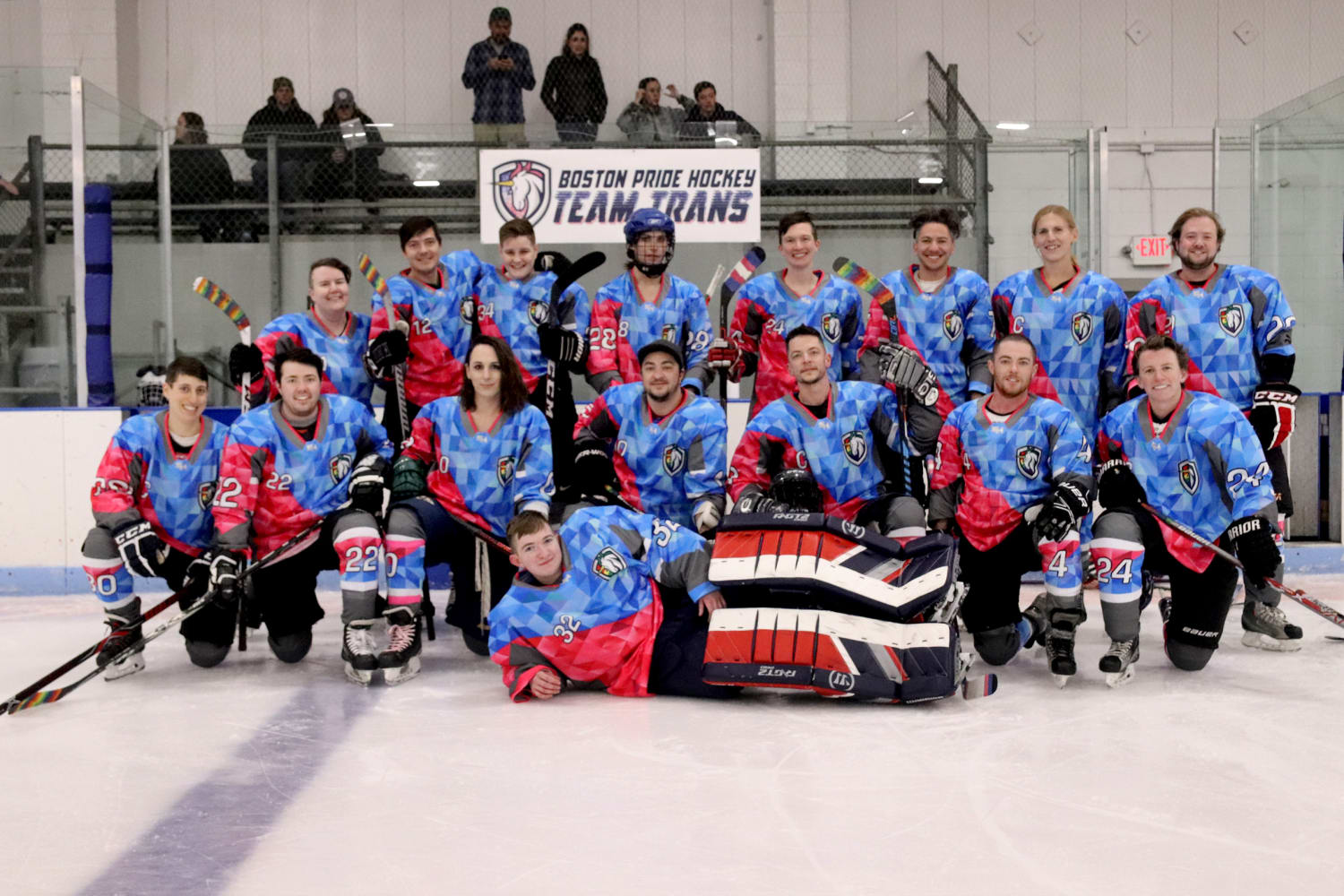 In Boston, the first trans hockey team takes the photo