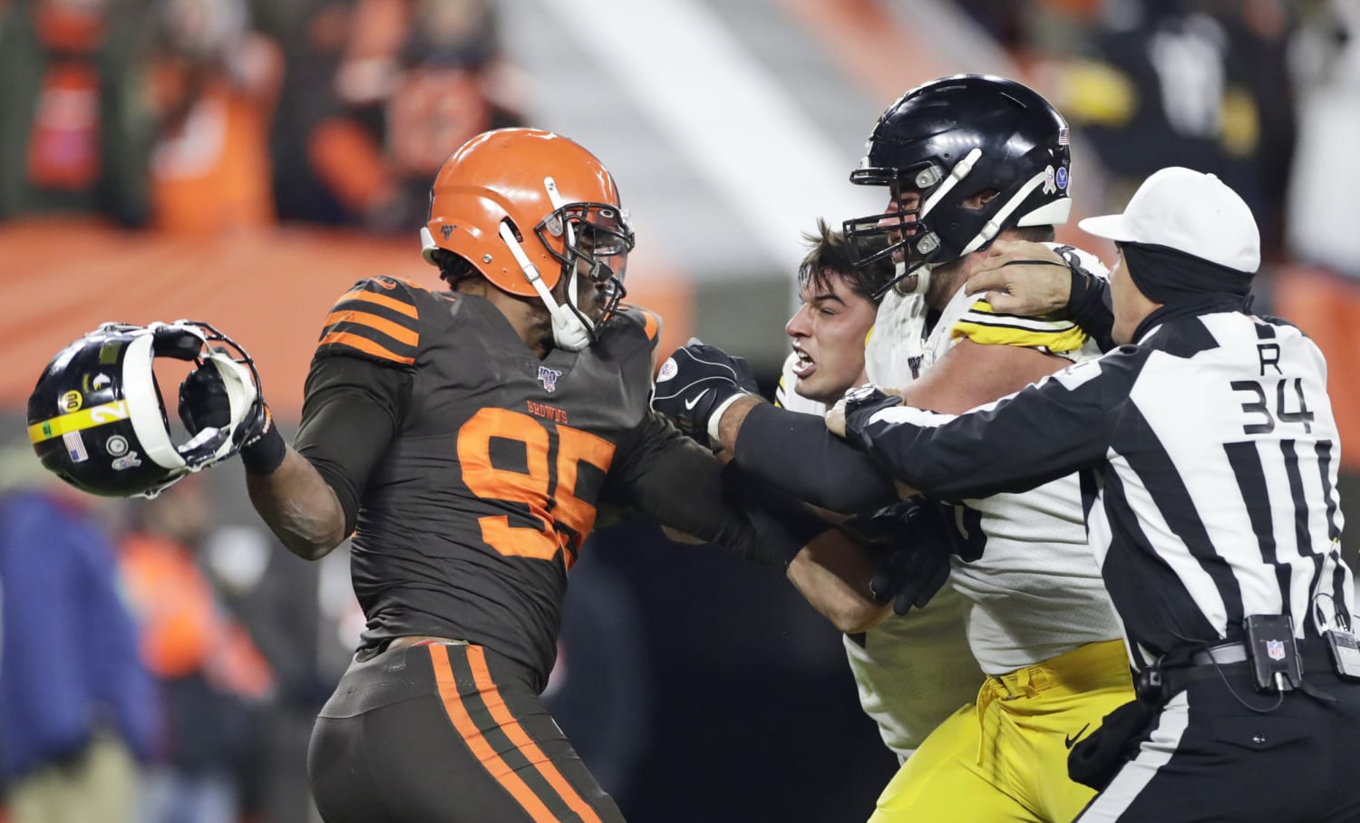 Inexcusable': Browns' Myles Garrett denounced for helmet attack on Steelers'  QB