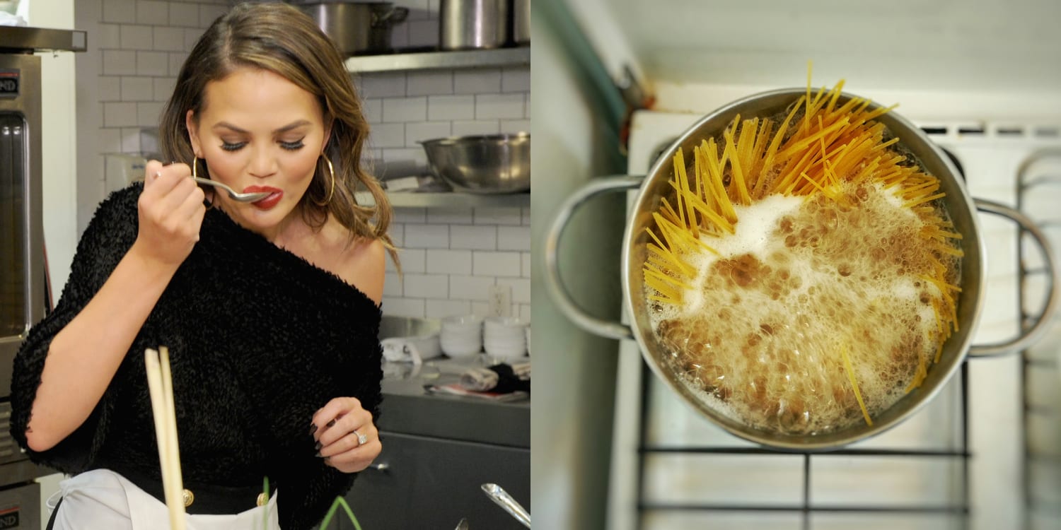 Chrissy Teigen shares a genius trick to prevent pasta from sticking togethe...