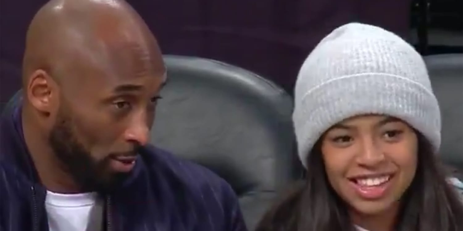 Kobe Bryant and daughter Gianna sit courtside to watch Los Angeles Lakers  game at Staples Center