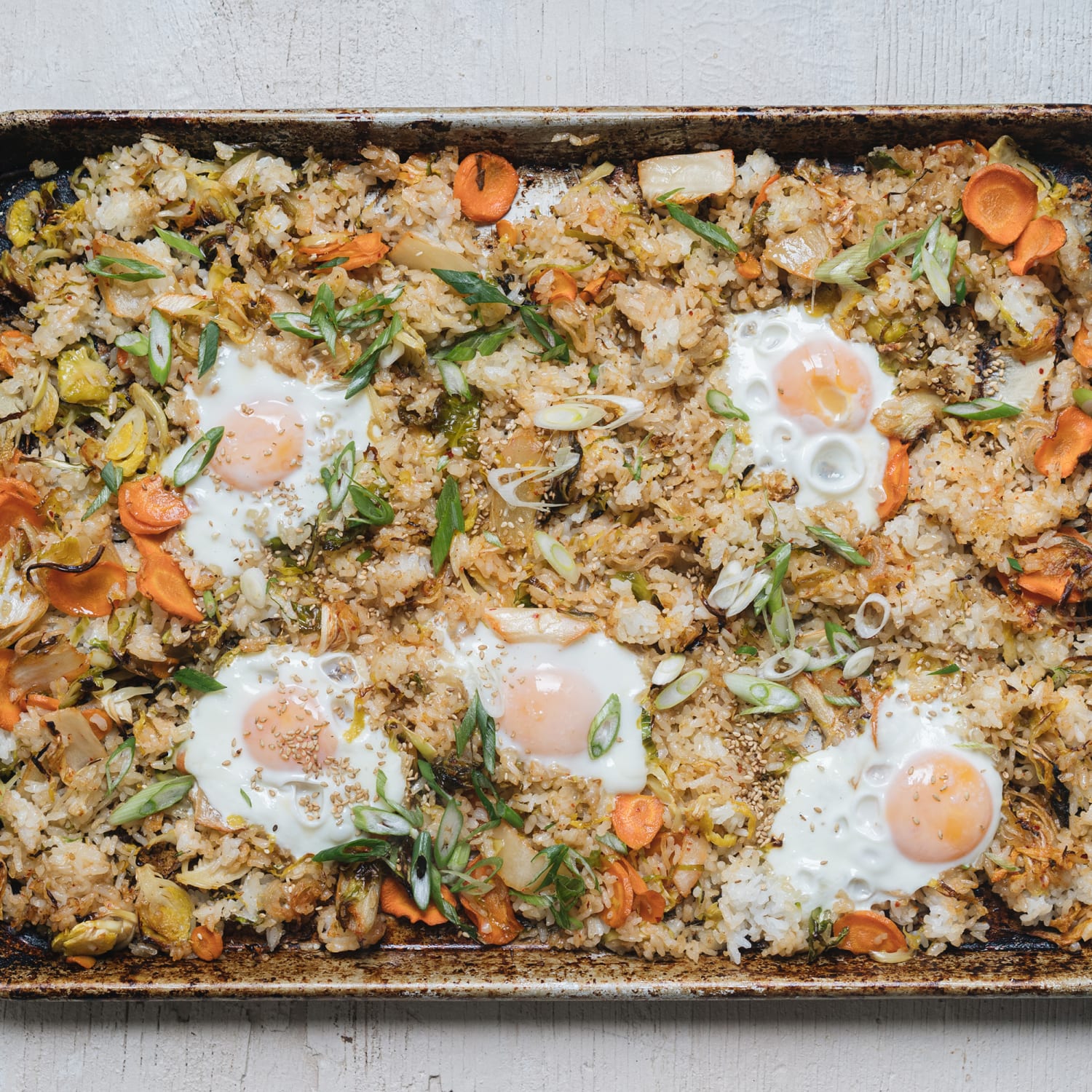 Healthy Oven-Baked Sheet Pan Fried Rice with Chicken