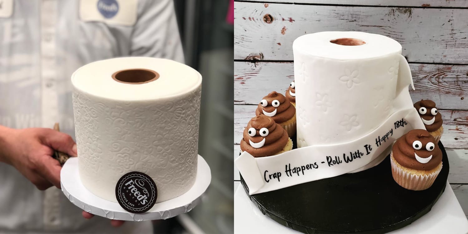 Toilet paper cake round white fondant