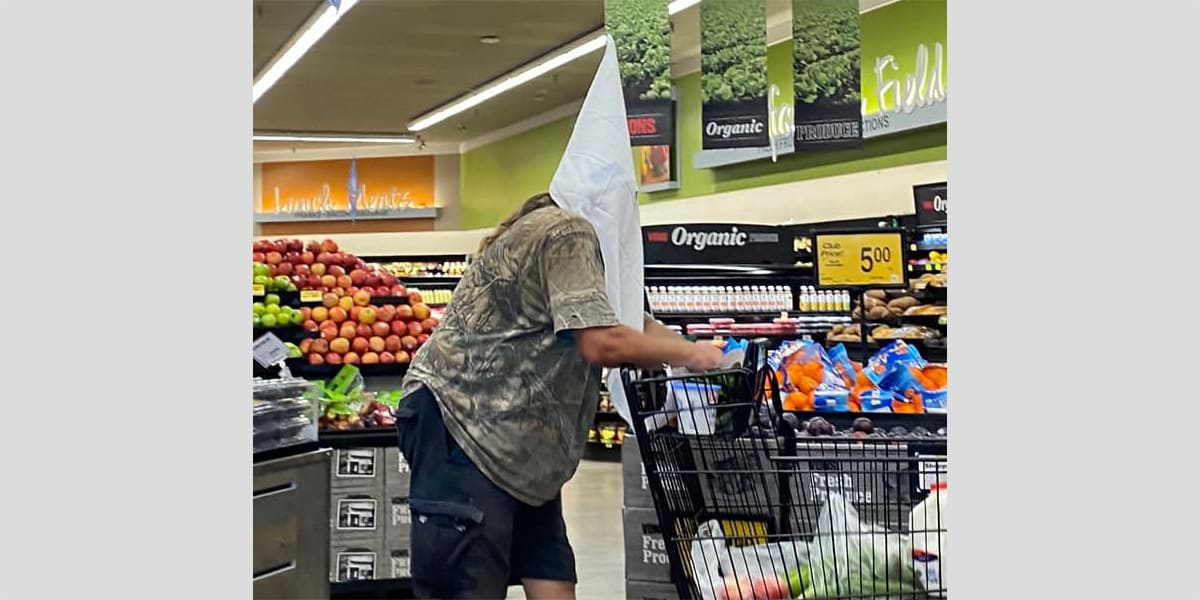 Man Seen at Colorado Grocery Store Wearing a KKK Hood With a Swastika