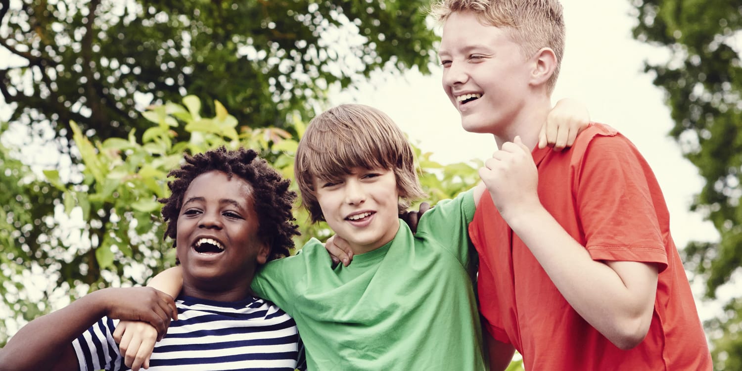 Three boy. Three boys. Laughing boys in the Party.