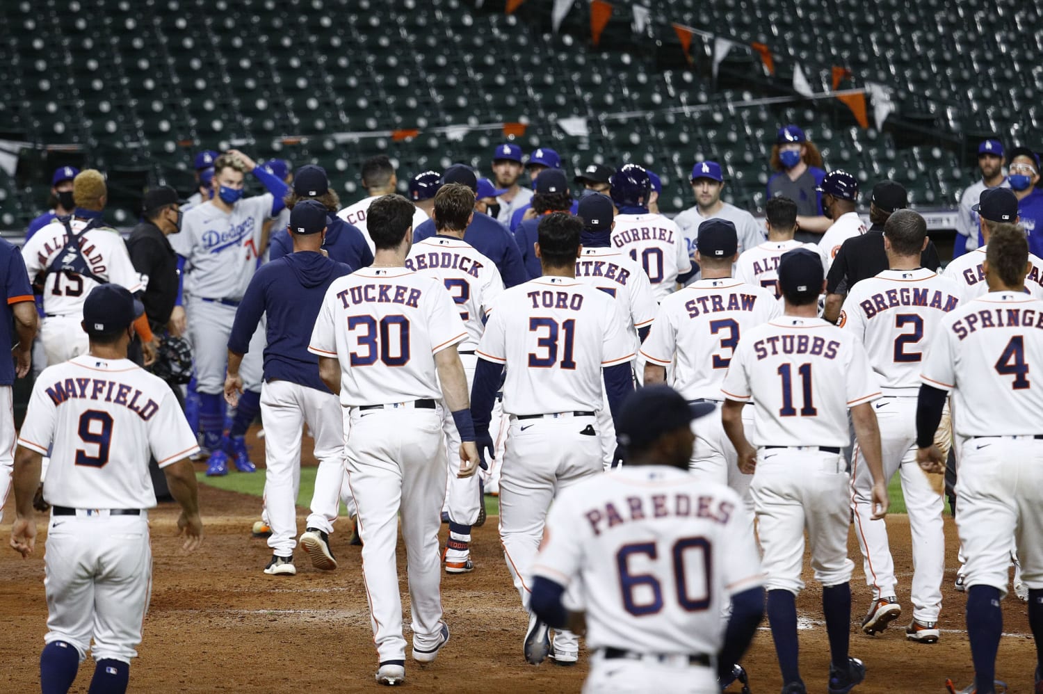 Bench-clearing confrontation over simmering Astros-Dodgers feud