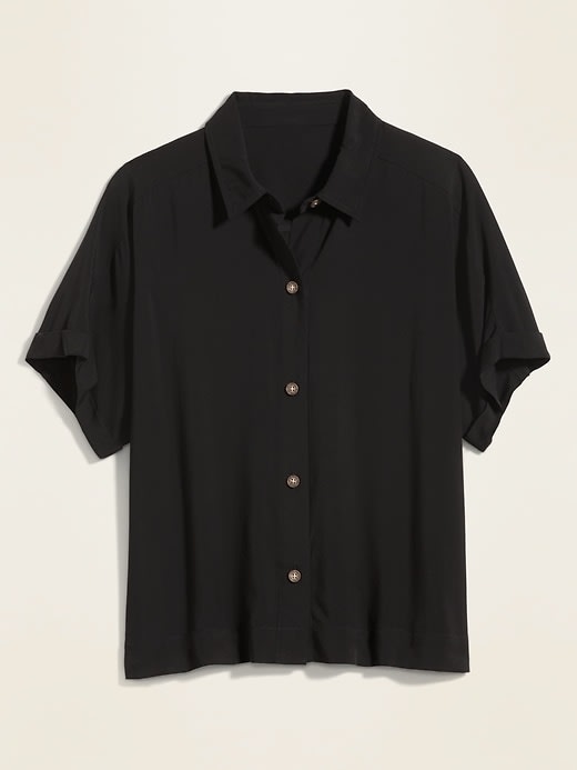 black short sleeve button up women's
