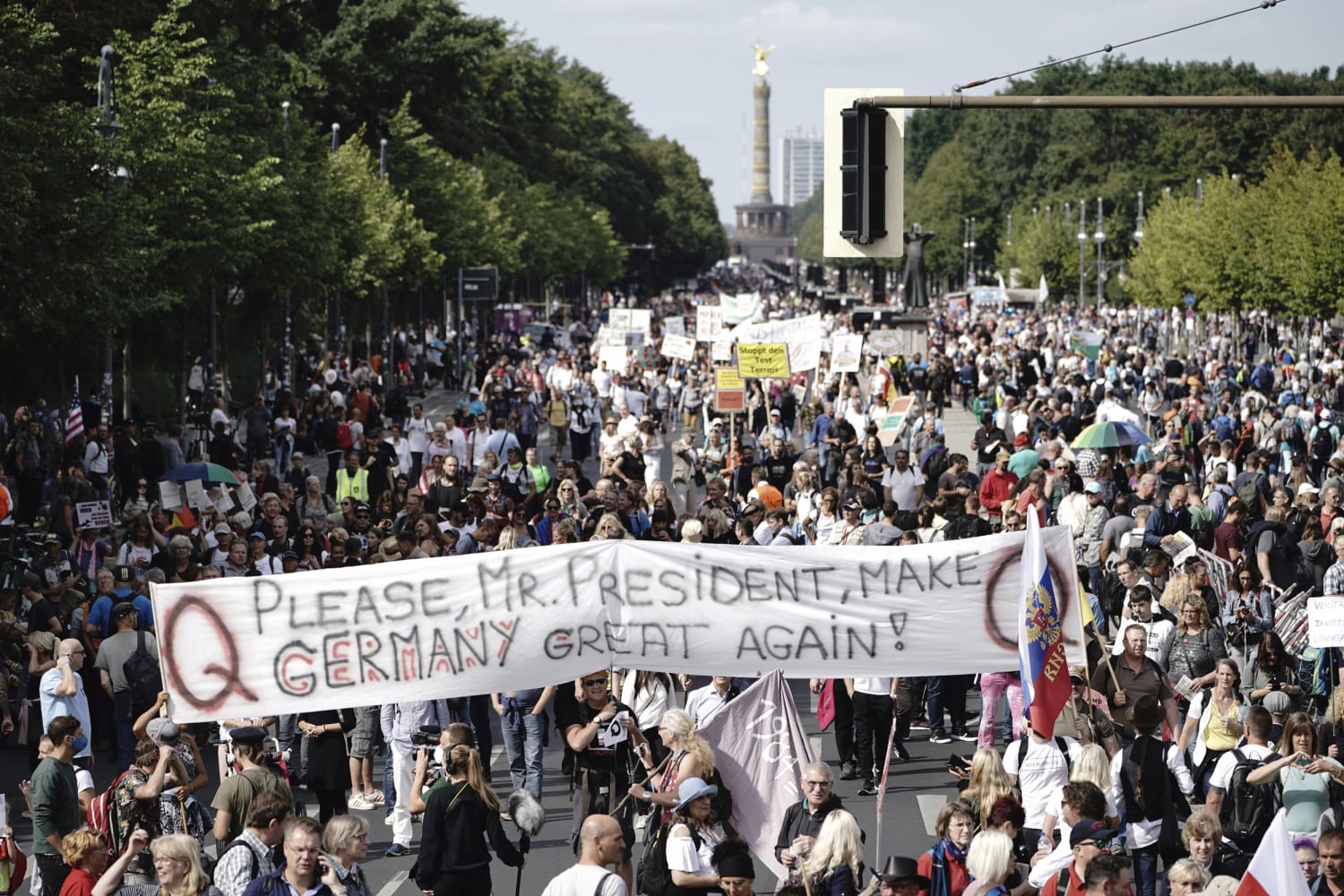 Qanon Supporters Join Thousands At Protest Against Germany S Coronavirus Rules