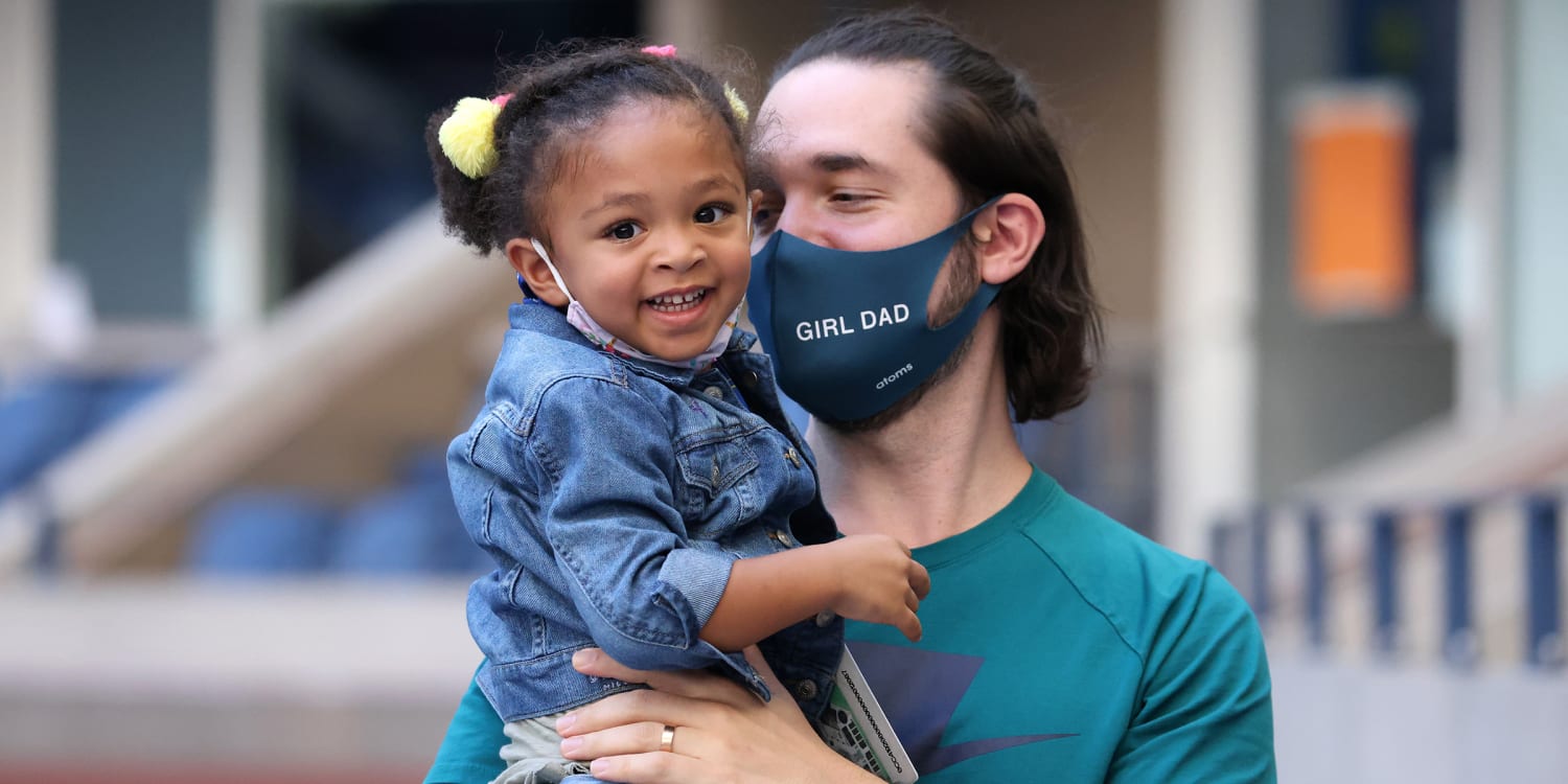 Serena Williams' toddler daughter and husband Alexis Ohanian at the Day at  the Drive tennis event