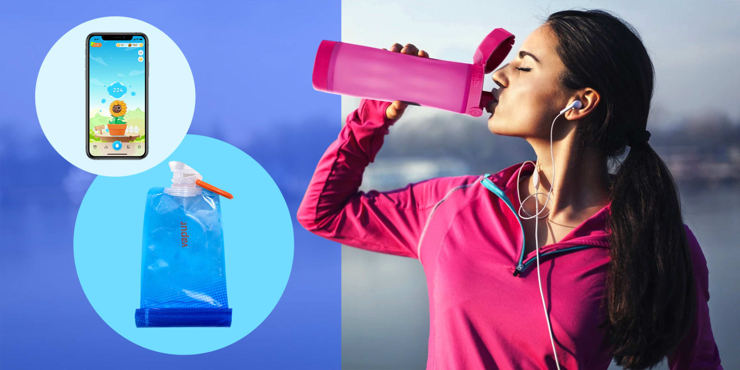 Teen boy wiping his brow and drinking water from a bottle, Stock image