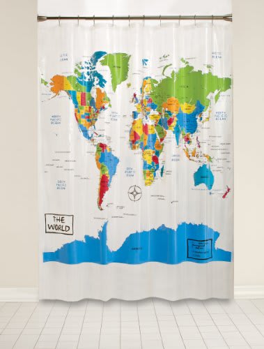 22 Best Shower Curtains To Upgrade Your, Cloth World Map Shower Curtain
