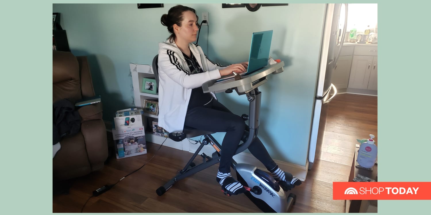 stationary bike with laptop stand