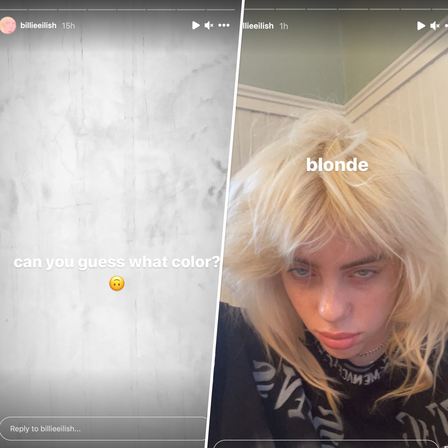 Billie Eilish debuts blond hair on Instagram