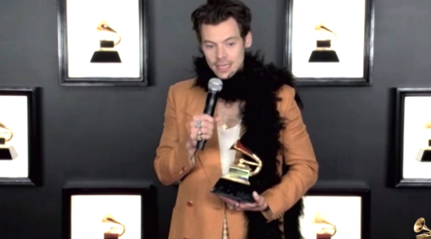 Harry Styles-inspired boas are trending after 2021 Grammys