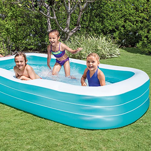 Inflatable Swimming Pool Large Rectangular Family Kid Fun Outdoors Ground Pool E 