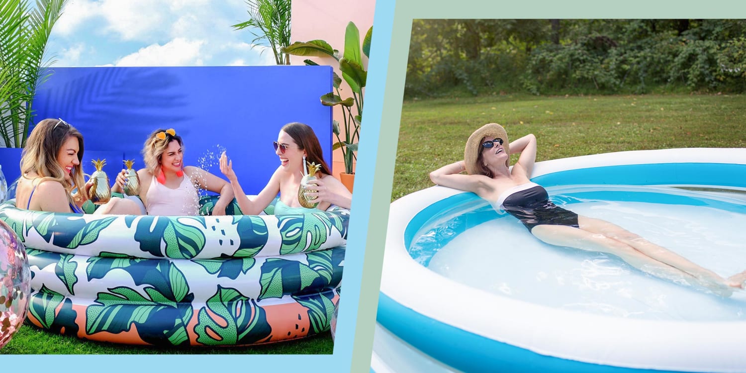 Summer Water Party Backyard 120 X 72 X 22 Oversized Thickened Family Swimming Pool for Kids Inflatable Pool Contains Inflatable Basketball Stand Inflatable Pool for Kids and Adults Garden 