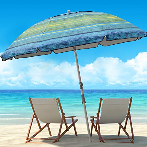 SUPER COOL Beach Umbrella Silver bestUV top&black under,air vent plastic anchor 