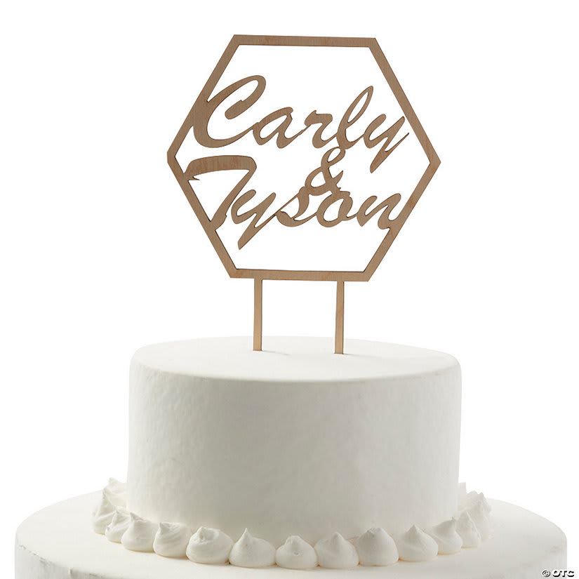 Custom Personalized Mr and Mrs Name Date Heart Modern Wedding Cake Topper 