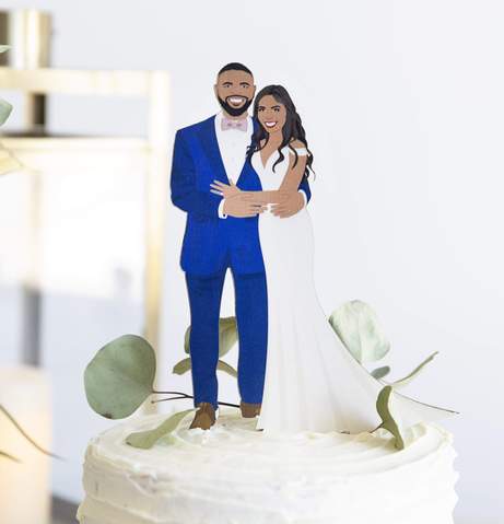 US Romantic Mr Mrs Heart Wedding Cake Topper Decor Bride Groom Black Silhouette 