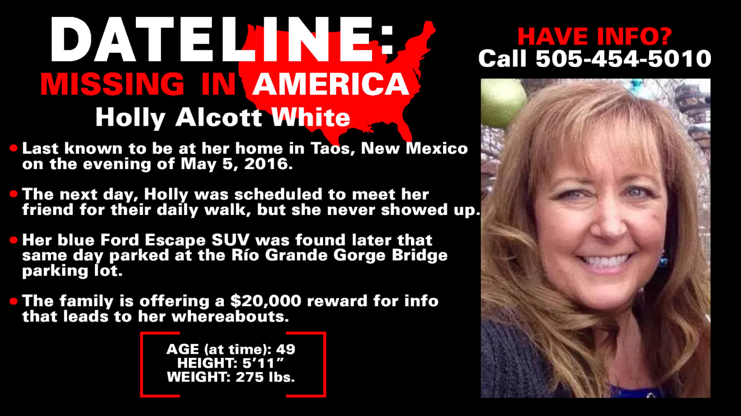 Family And Friends Still Searching For Missing New Mexico Woman Holly Alcott White Five Years After Her Car Was Found Abandoned At Rio Grande Gorge
