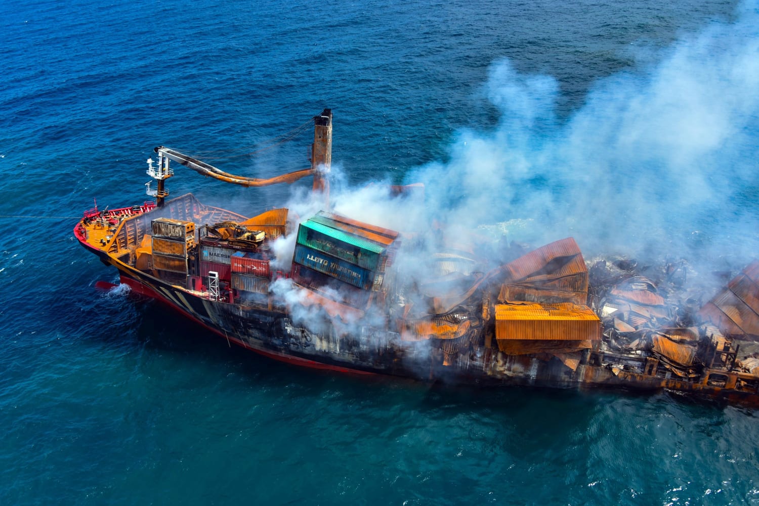 Cargo ship sinks off Sri Lanka after weeks on fire, sparking fears of