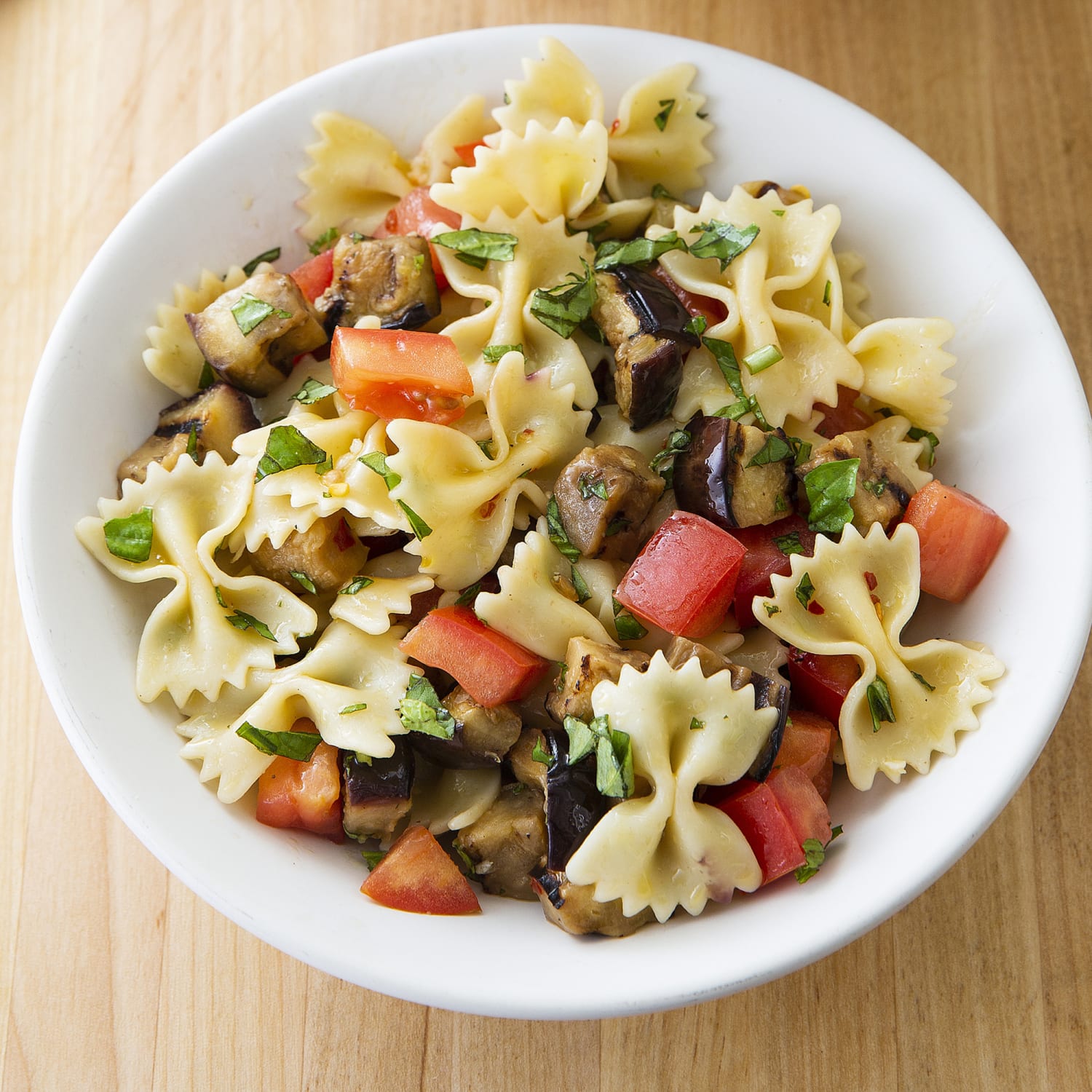 Pasta Salad with Eggplant, Tomatoes and Basil Recipe