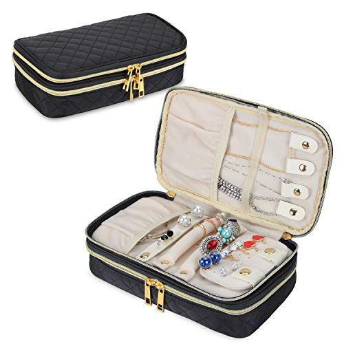 Large Travel Jewelry Case in velvety with handle,Travel Jewelry Case Organizer Bag for Women Soft Padded Jewelry Carrying Pouch Portable Jewelry Storage Box For Earrings Rings Necklaces Bracelets Chains Turquoise Blue 