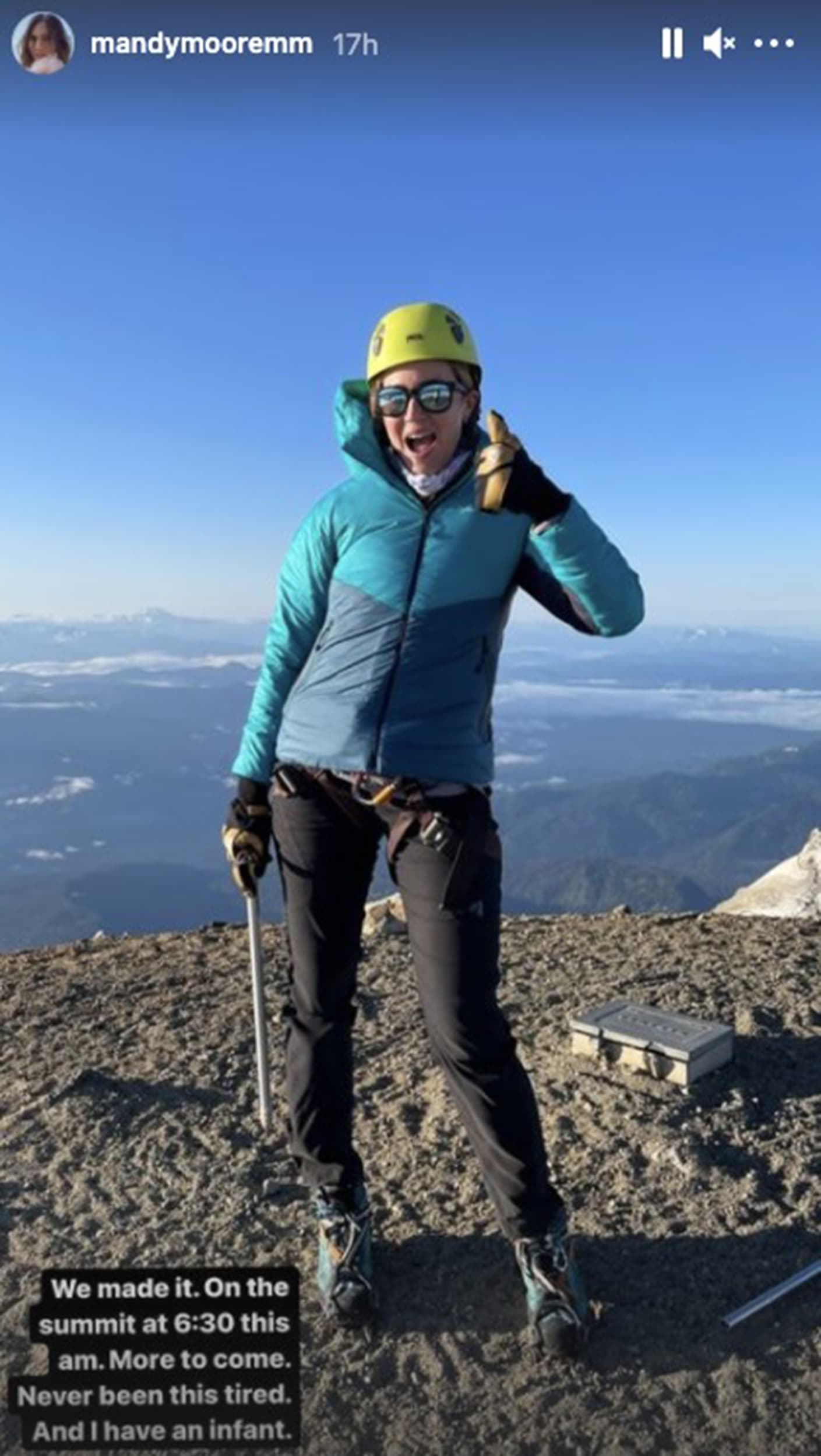 Mandy Moore pumps breast milk while climbing a mountain