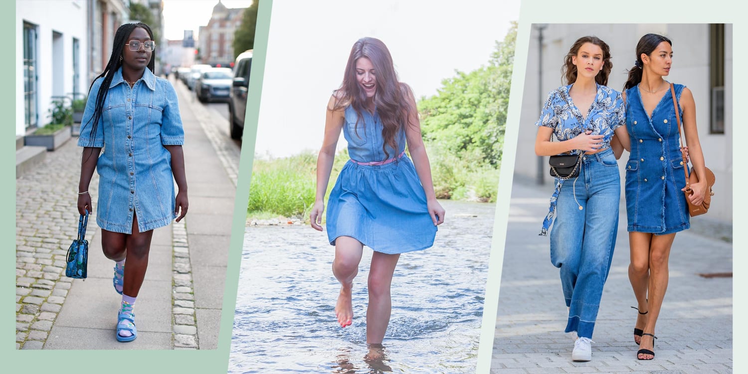 Learn What Shoes To Wear With Denim Dresses, To Style A Denim Dress ...