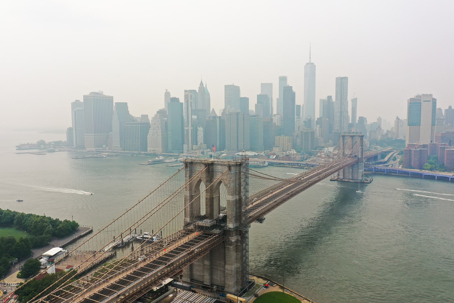 Canada wildfires clouds New York City sky for Yankees game