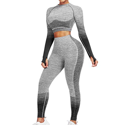 WOMEN'S GYM SET RACER BACK TOP AND LEGGINGS CO ORD SET FITNESS EXERCISE OUTFIT 