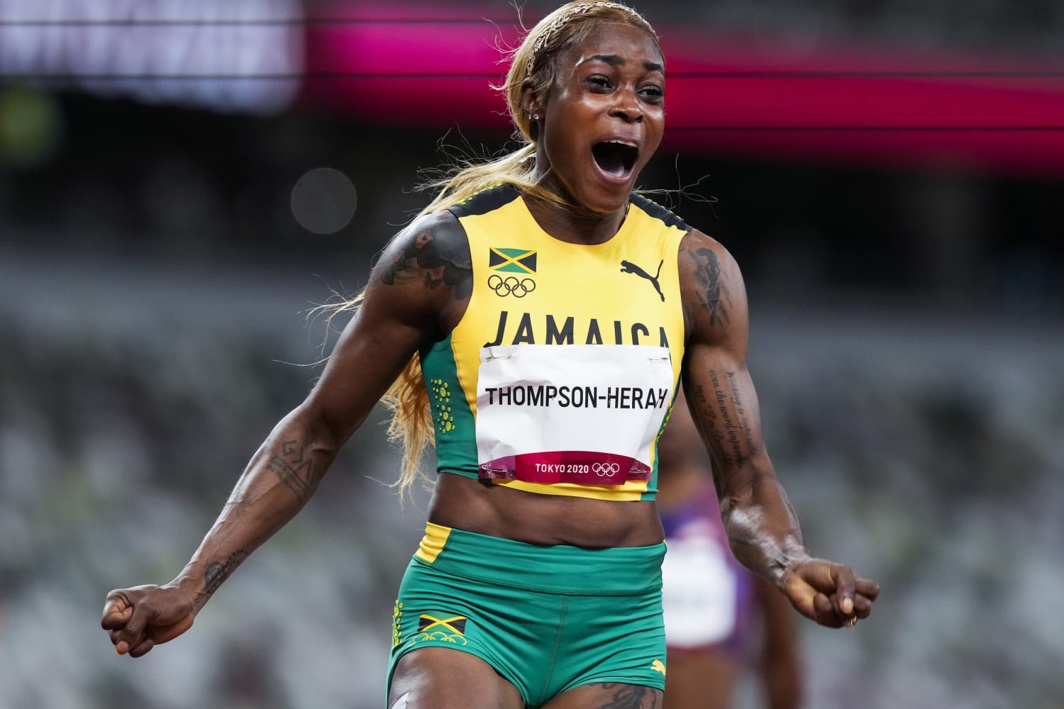 bell Saturate Antagonist Jamaican sprinter Elaine Thompson-Herah breaks Flo-Jo's Olympic record