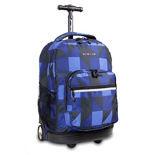 Rolling Backpacks Blue with 6 wheels Phaedra FU 3Pcs Trolley School Bags with Lunch Bag&Pencil Case for Boys Girls