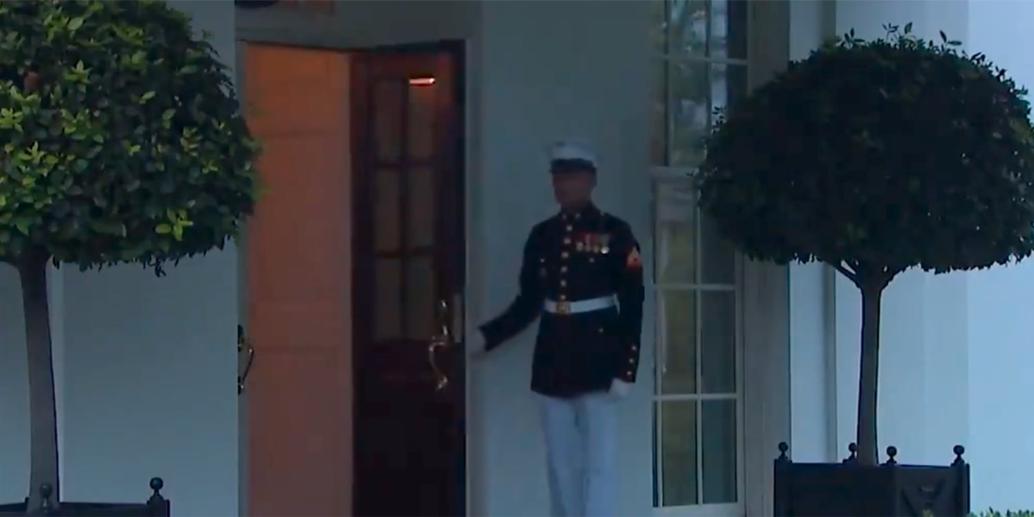 Watch White House Marine take cover inside after lightning strike