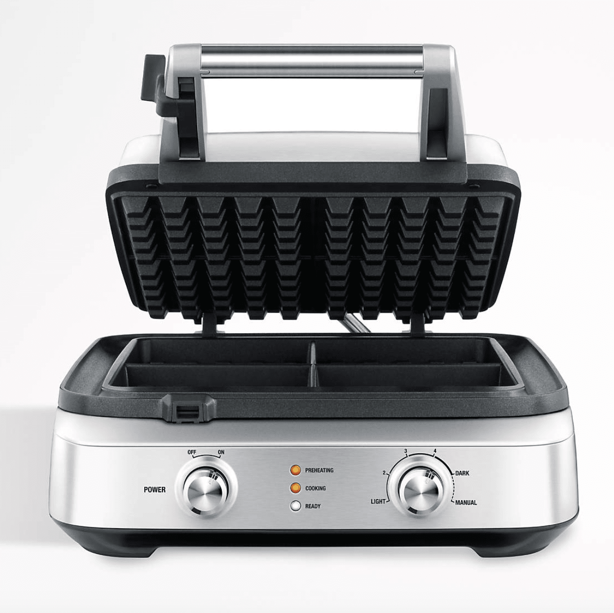 Silver 1000 W Quest 35950 Twin Two Slice Waffle Maker Iron Stainless Steel 