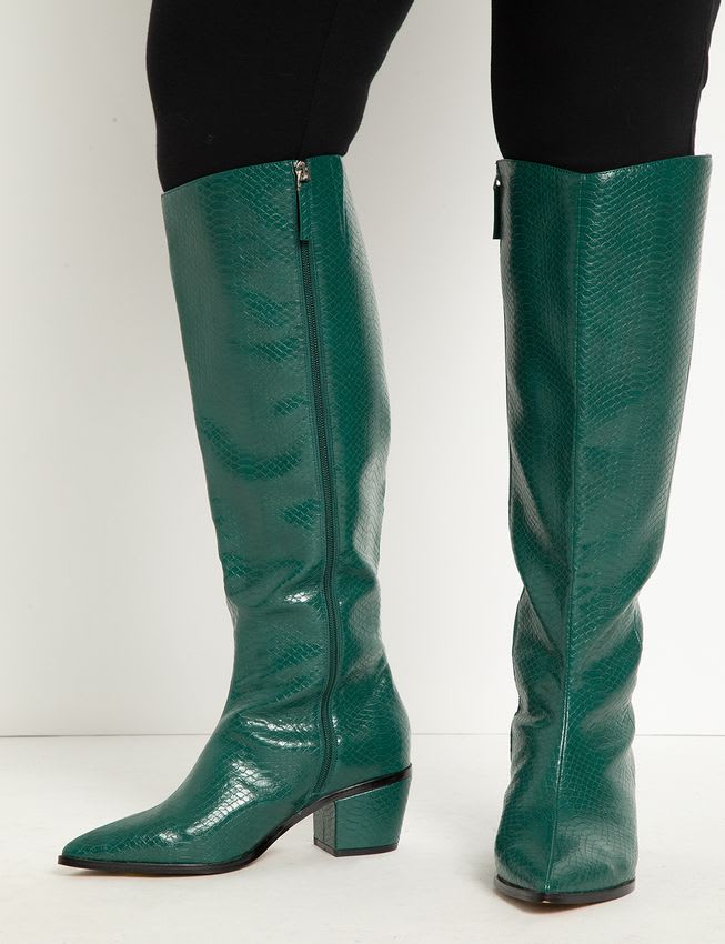 green wide calf boots