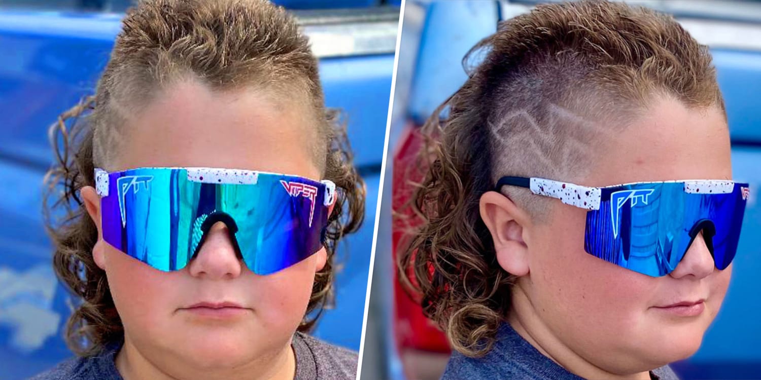 This kid is competing in the national mullet championships. Look