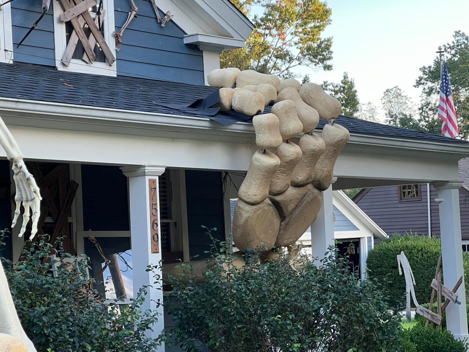 GALLERY: Cleveland couple celebrates Halloween with skeleton lawn decor