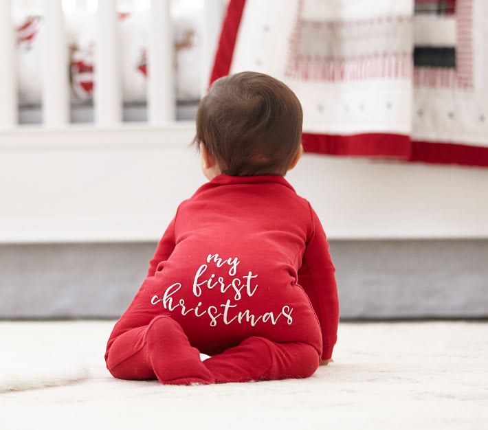 Personalised First Christmas Any Name Boys Girls Baby Grow Sleepsuit 