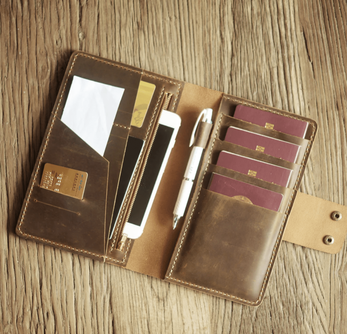 Dark Brown MoKo RFID Blocking Passport Holder PU Leather Wallet Case Cover 