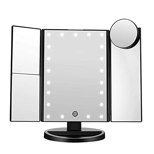 Black Beautify Trifold LED Mirror 
