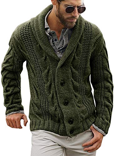 Mens Youth Fashion Funnel Collar  Knitted Buttons Sweater Cardigan Coat 6 Color
