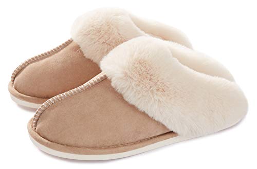 Puxowe Women's Winter Warm Slippers Comfy Slip On Faux Fur House Shoes Outdoor Indoor Bedroom Warm Plush Fuzzy Slippers 