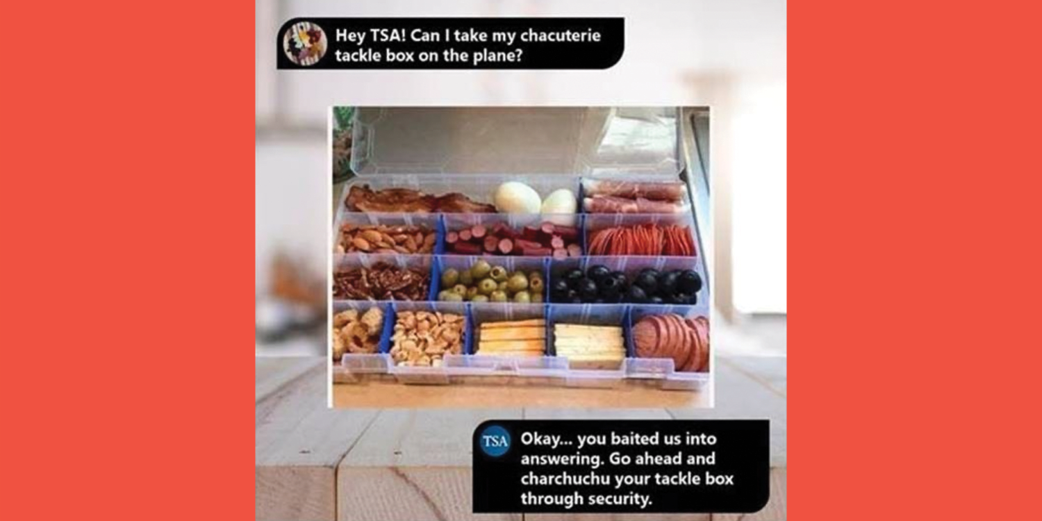 The TSA shared a genius charcuterie tackle box on Instagram