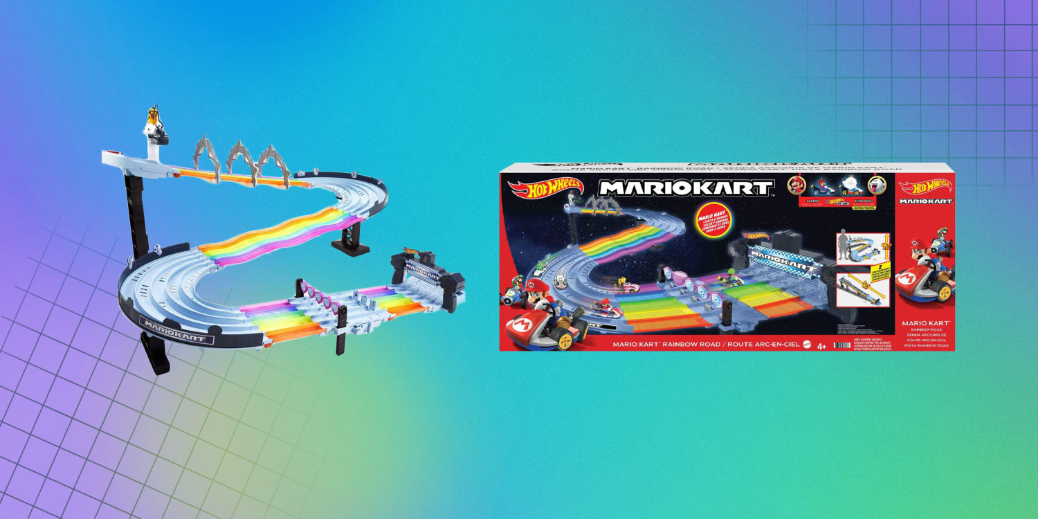  Hot Wheels Mario Kart Rainbow Road Raceway 8-Foot